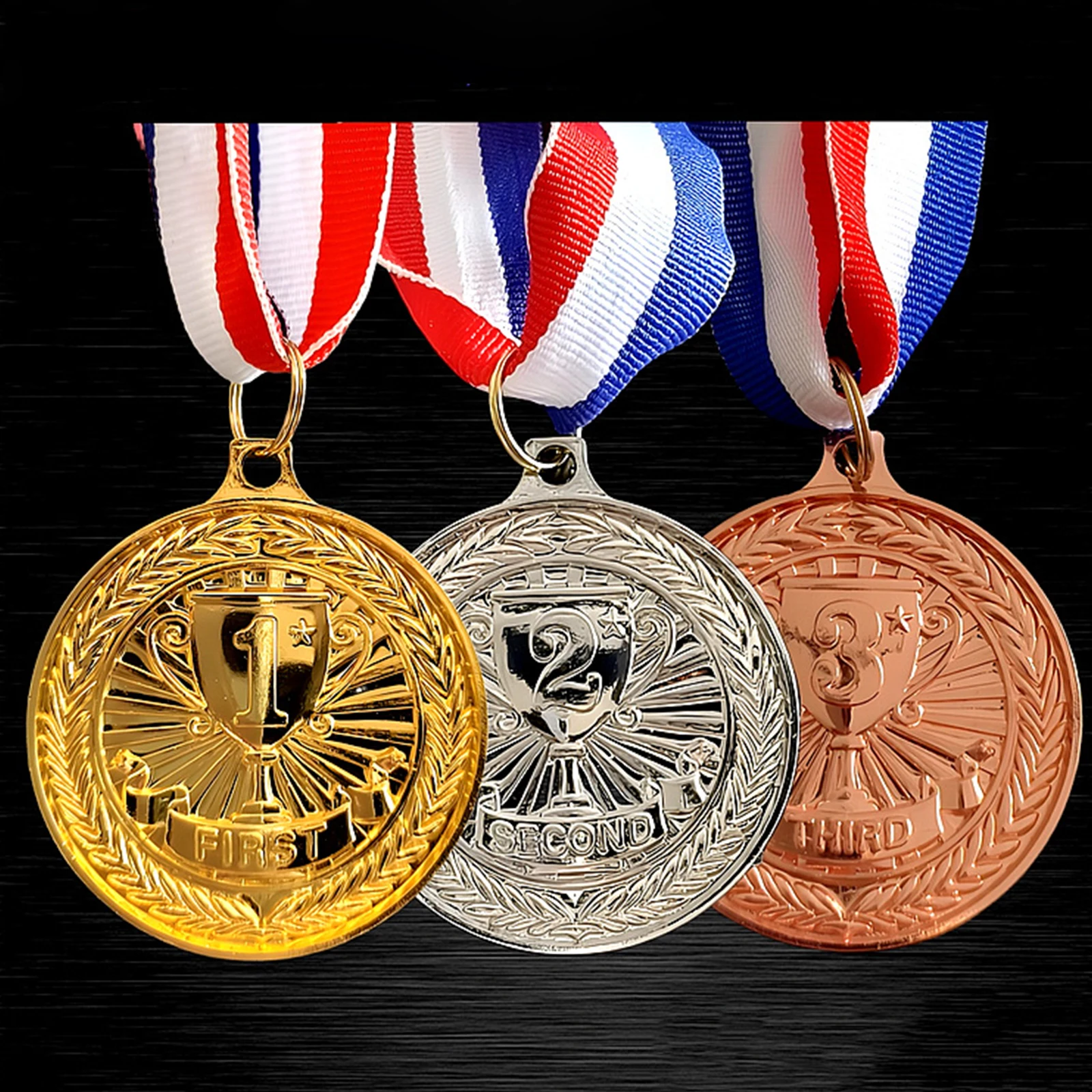 10개입 123 순위 메달 목걸이 리본 포함 수상자 메달 양면 스포츠 트로피 일상 생활 학습 프로젝트용
