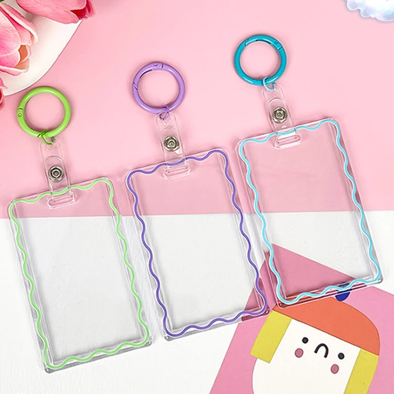 Ins Transparent Acrylic Photocard Holder Keychain Idol 3 Inch Card Holder Student Credit ID Bus Bank Card Sleeve Protective Case 4