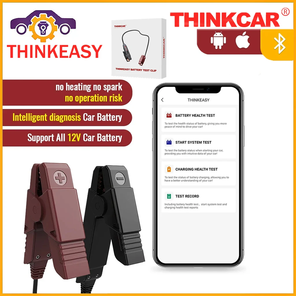 Новейшие оригинальные Автомобильные диагностические инструменты THINKCAR Thinkeasy OBD2, Bluetooth тестер аккумулятора автомобиля 12 В 2000CCA для IOS/Andriod