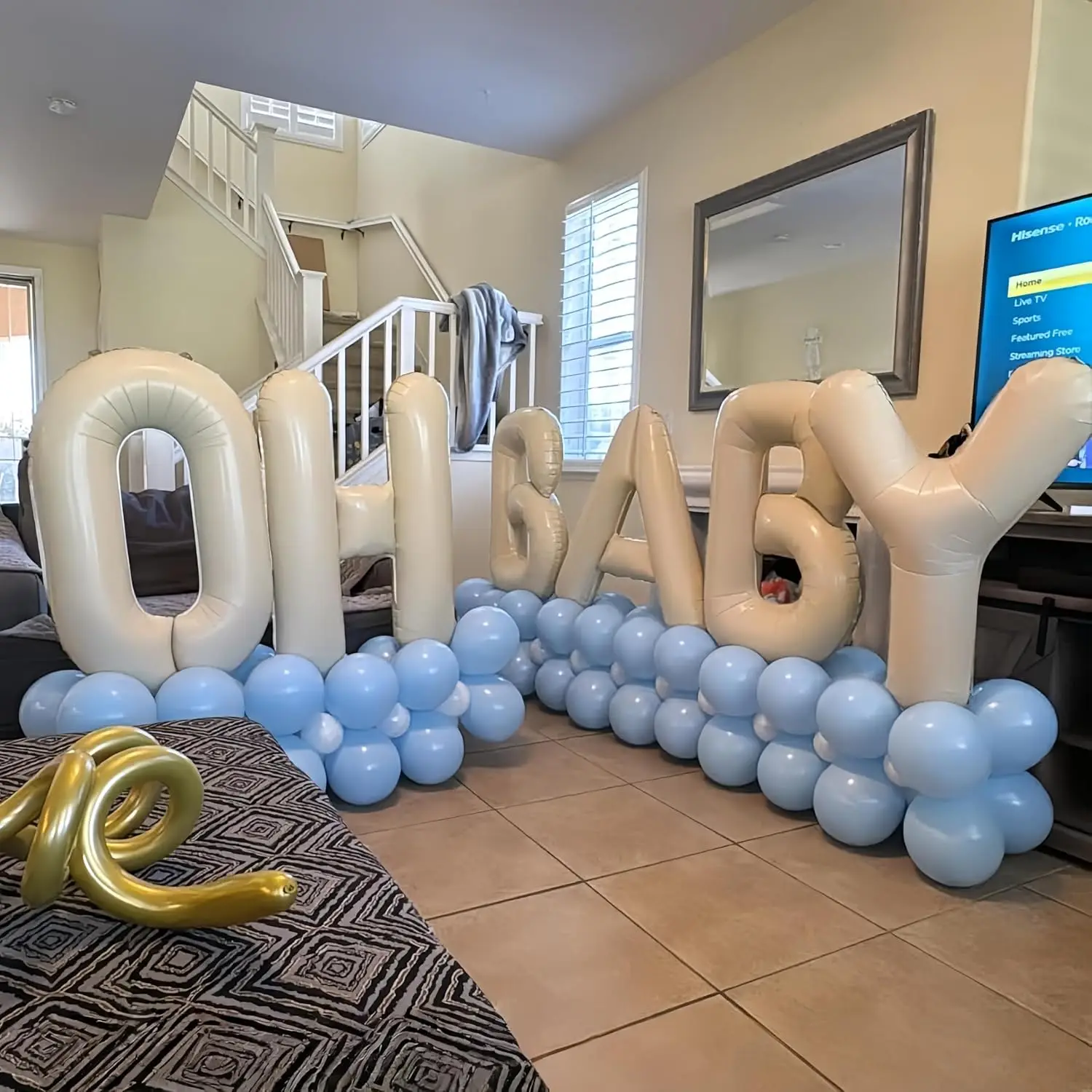 16/40 Zoll beige OH BABY Ballon für Babyparty, Elfenbein Alphabet Oh Baby Ballon Banner Schild für Geschlecht offenbaren Partydekorationen – Detail 3