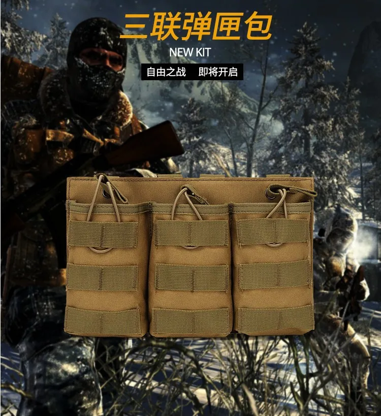 

Tactical Molle Triple Magazine Pouch Double-Layer Mag Pouches Universal Cartridge Holder for M4 M14 M16 AK AR