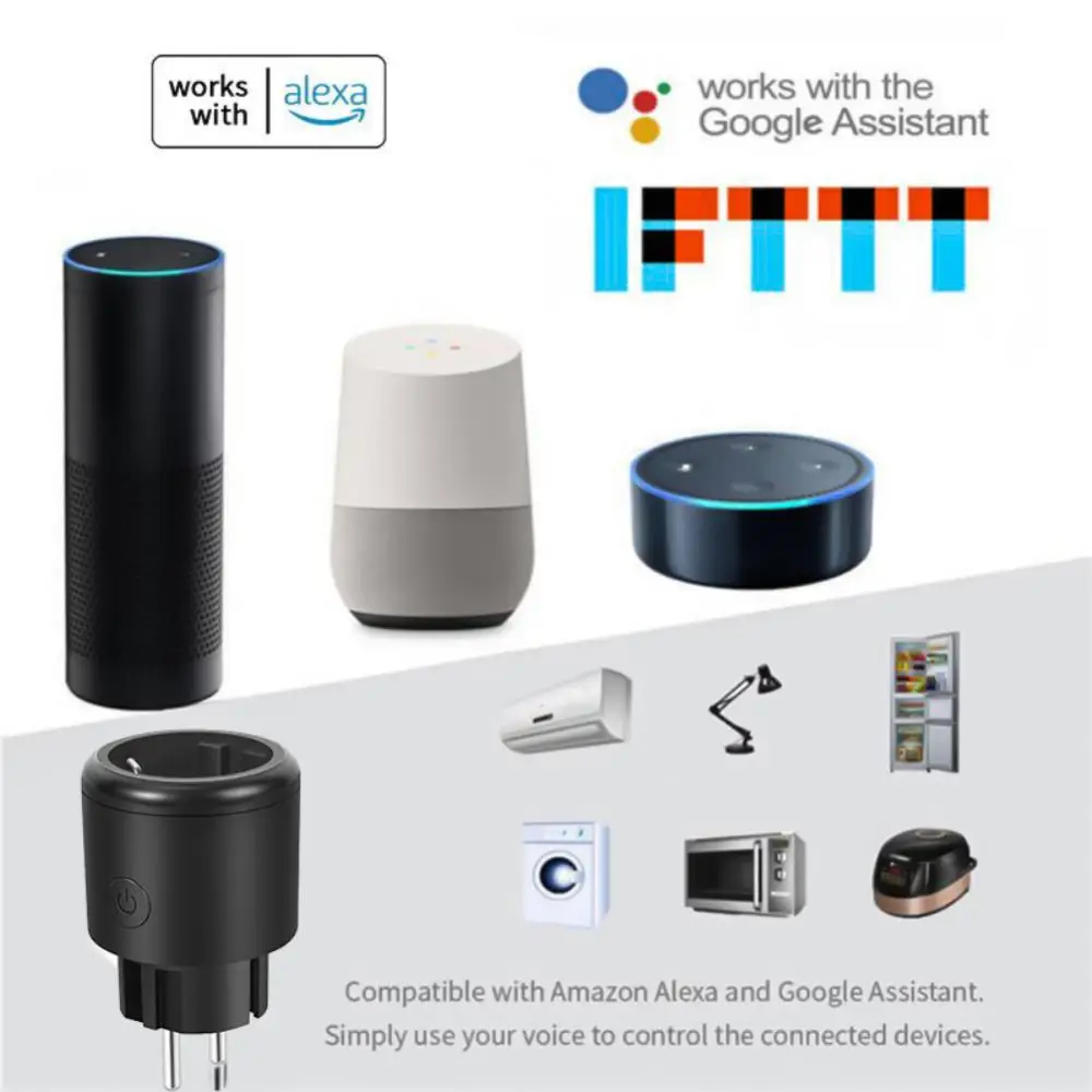Tuya-WIFI Ʈ EU ÷ , 16A Ʈ Ÿ̸     ÷ Alexa Google Ȩ  Tuya/Smart Life APP