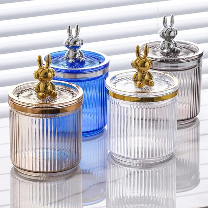 Cute Rabbit Cotton Pad Holder Cotton Swab Rod Storage Box Cosmetics Jewelry Bathroom Makeup Container Lipstick Organizer Box 4