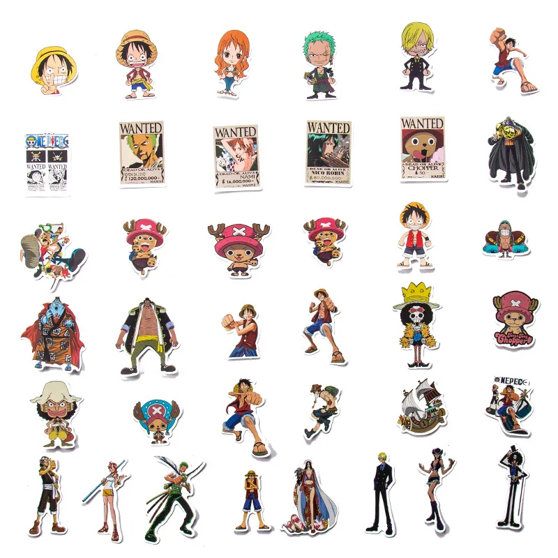 50/100Pcs One Piece Luffy Stickers Anime Sticker Notebook Motorcycle  Skateboard Computer Mobile Phone Cartoon Toy