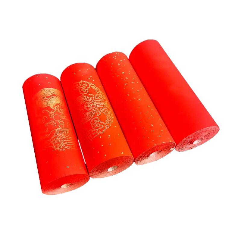 Chinese Red Rice Paper Chinese Spring Festival Couplets Half Ripe Xuan Paper Wannian Red Papier Rolling Papel China Rijstpapier