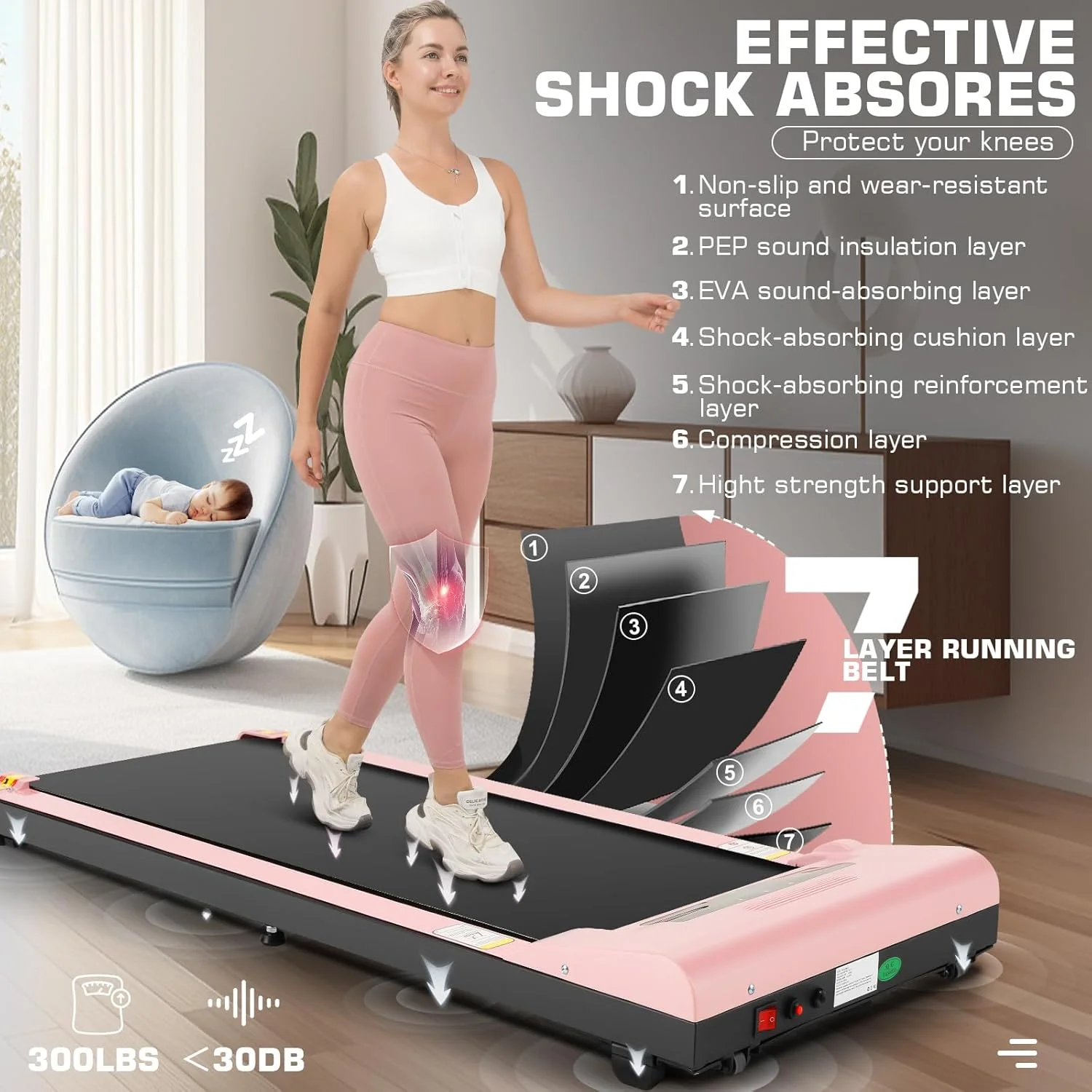 Slim Home Running Machine 340 Lbs THAILE Walking Pad Treadmill 300