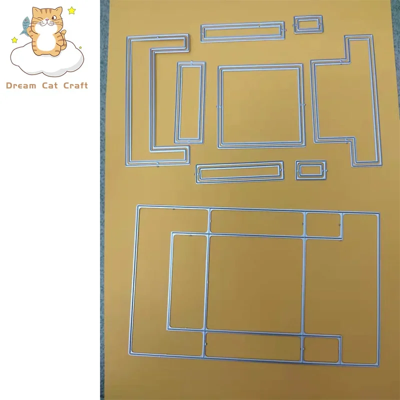 불규칙한 사각형 활동 책 페이지 직사각형 2024 금속 절단 다이, 스크랩북 금속 몰드 금속 절단 몰드, DIY 카드 공예