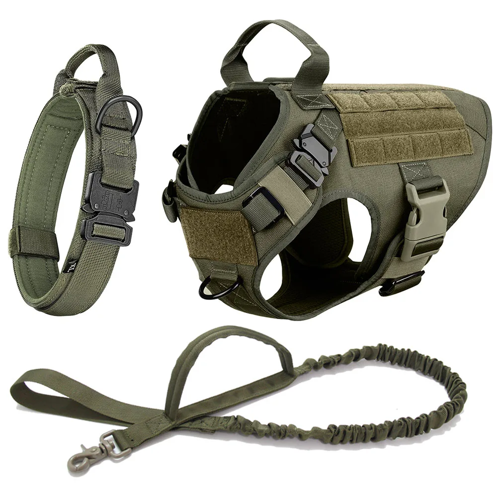 

Tactical Dog Harness Leash Collar Set Large Pet German Shepherd Malinois Training Walking Vest For All Breeds Dog 1 Free Patch