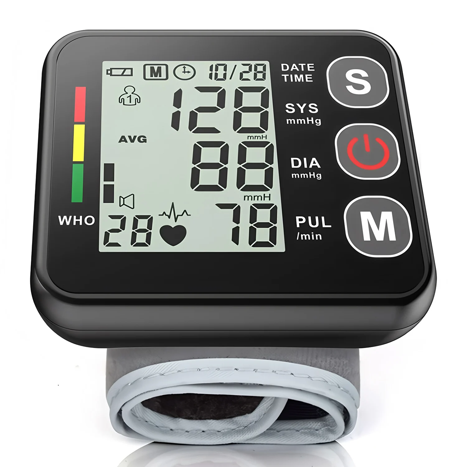 Tensiomètre numérique médical au poignet, compteur de fréquence cardiaque et de pouls, mesure sphygmomanomètre, écran LCD PR, soins de santé portables
