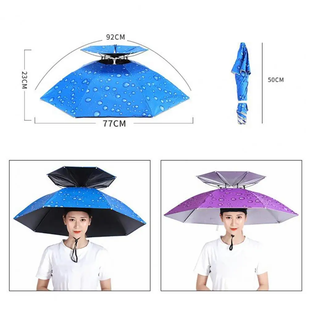 Pesca sombrero paraguas de doble-capa montado en la cabeza protección UV a  prueba de intemperie de sombrilla exterior paraguas plegable sombrero -  AliExpress