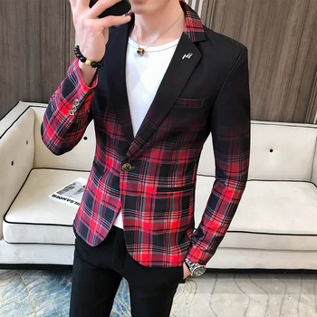 Korean Style Men Printed Suit Male Version The Self-cultivation Blazer Stand-up Collar Chinese Tunic Casual Suit Thin Jacket 3XL