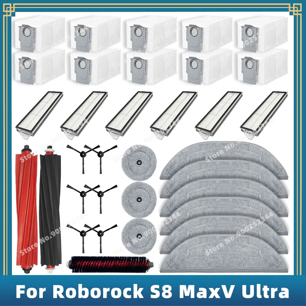 Kompatibilní pro roborock S8 maxv uitra, S8 maxi uitra náhrada částí příslušenství mohan strana kartáč hepa filtr filtr mopem látka prach brašna