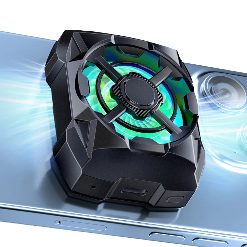 Rechargeable Wireless Phone Cooling Fan with Adjustable Speeds and Blue Light