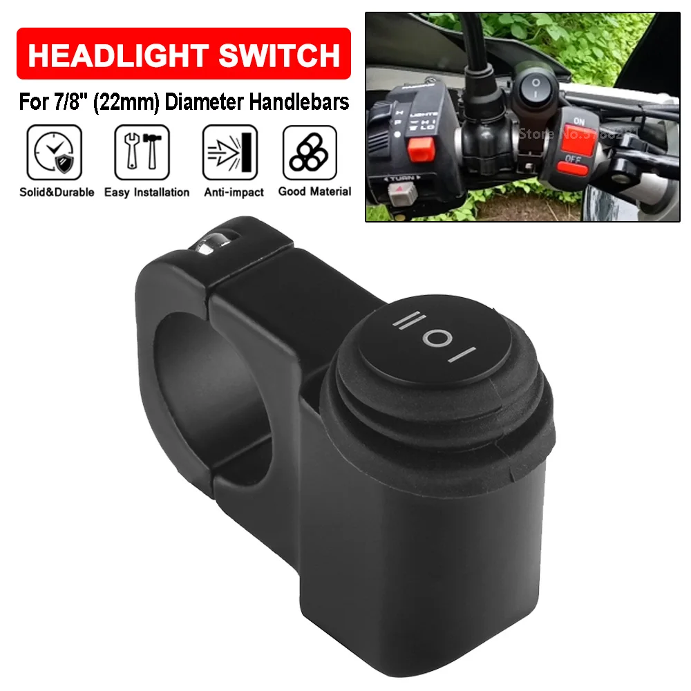 

12V 7/8'' 22MM Diameter Motorcycle Switch Scooter ATV Handlebar Headlight ON/OFF Switch Turn Signal For Lighting Aluminum Alloy