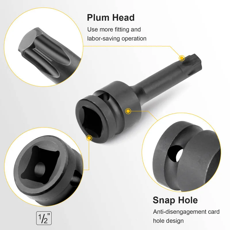 1/2" Drive Deep Impact male Torx Star Socket Bit Wrench Pneumatic Adapter Nut Driver Batch Head , adapter for electric wrench 4