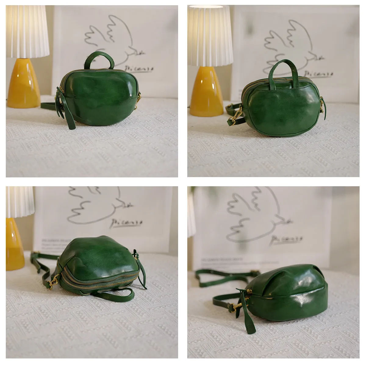 Einfache Designer-Organizer-Tasche, handgefertigt aus echtem Leder, Damenhandtasche, modische Luxus-Umhängetasche aus echtem Rindsleder, rot, Schulter- und Crossbody-Tasche. – Detail 17