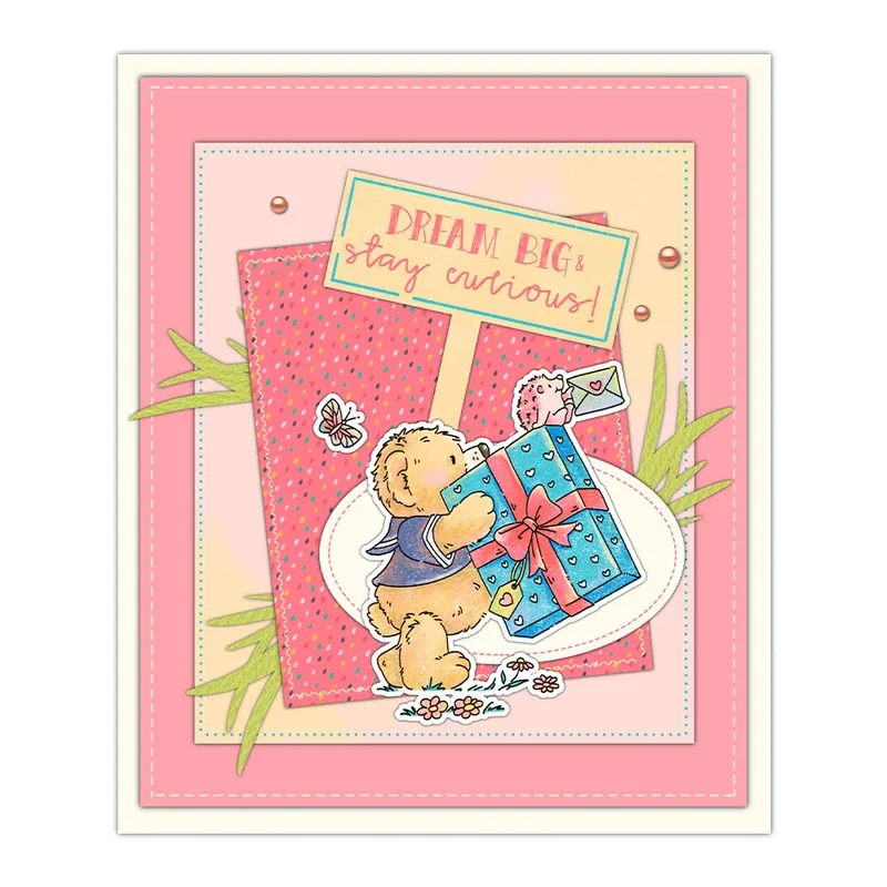 생일 축하 선물 인형 곰 클리어 스탬프 DIY 스크랩북 용품 카드 만들기 앨범 공예용 실리콘 스탬프