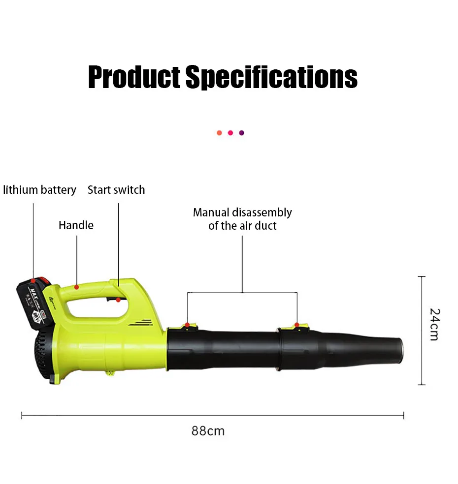 Cordless Leaf Blower Battery Powered Leaf Blower Multi-Function Dust Blower Ligh