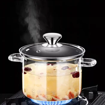 Certificazione LFGB Pentola per stufato durevole in vetro borosilicato Pentola trasparente ultra spessa -20 ℃ ~150 ℃ Fornello resistente 1