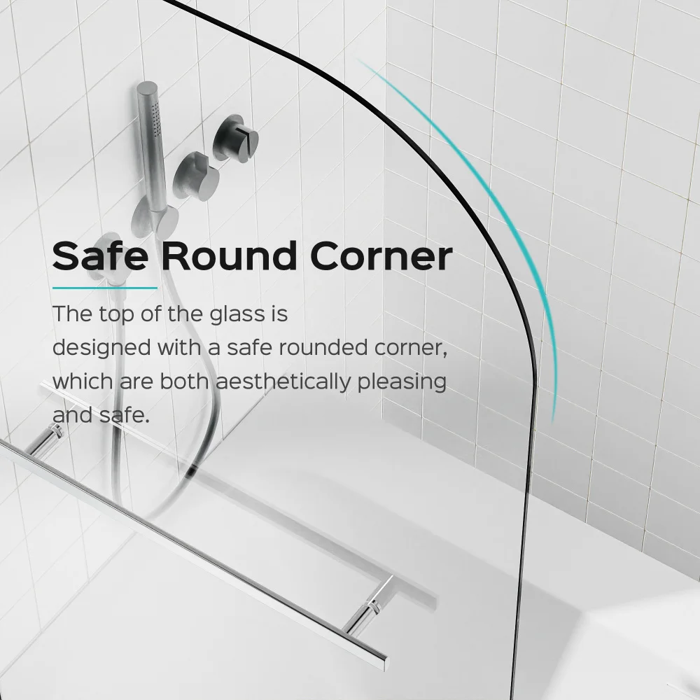 31 in. W * 55 in. H Frameless Shower Doors for Bathtub, 1/4" (6mm) Thick SGCC Tempered Glass Door, Pivot Shower Door Panel 4