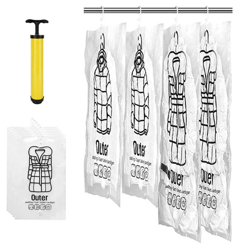 Hanging Vacuum Storage Bag Space Saving Closet Organizer Reusable