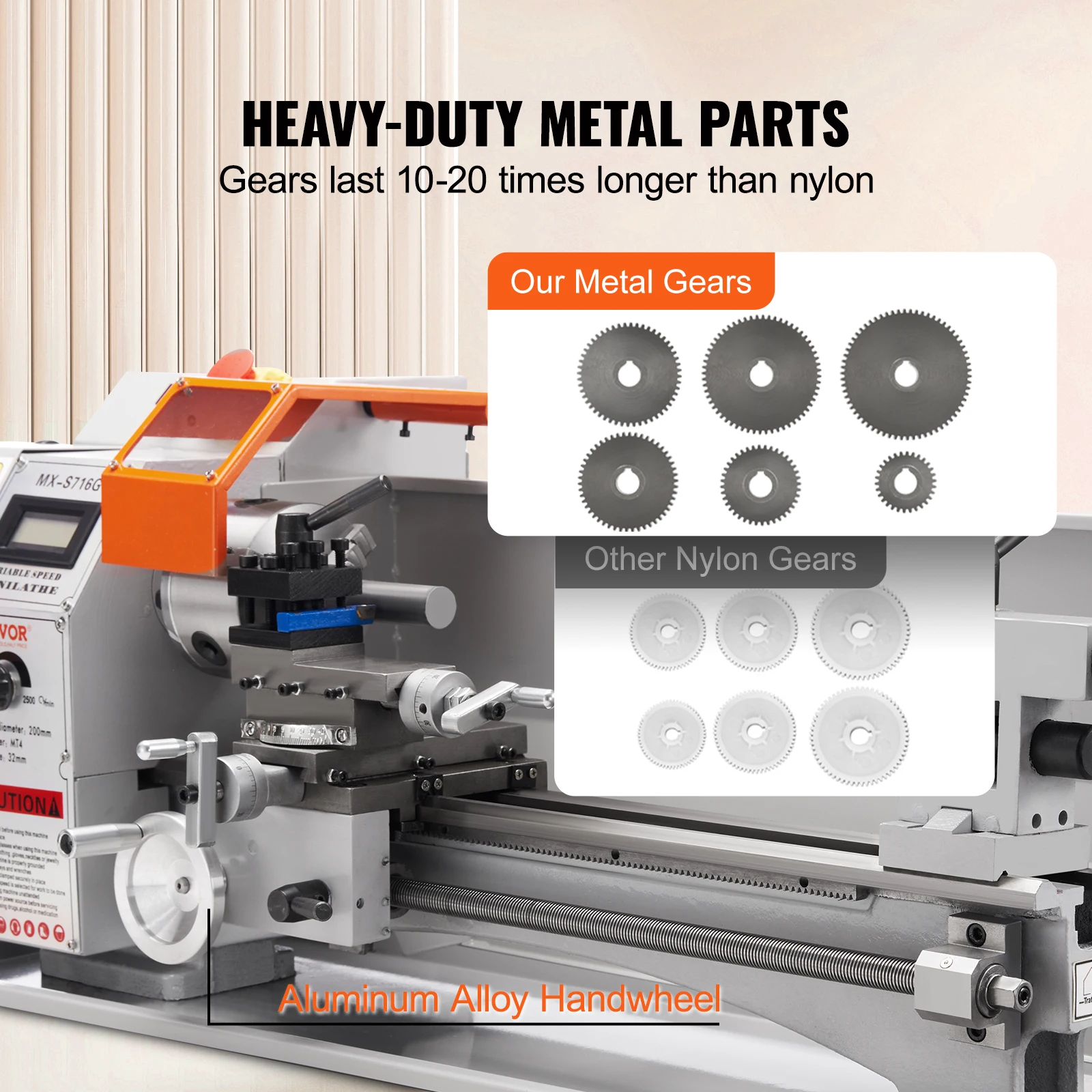 VEVOR Brushless Mini Metal Lathe Machine 7''x16'' / 180mm*400mm 800W Digital Display Continuously Variable Metalworking Turning metal lathe machine