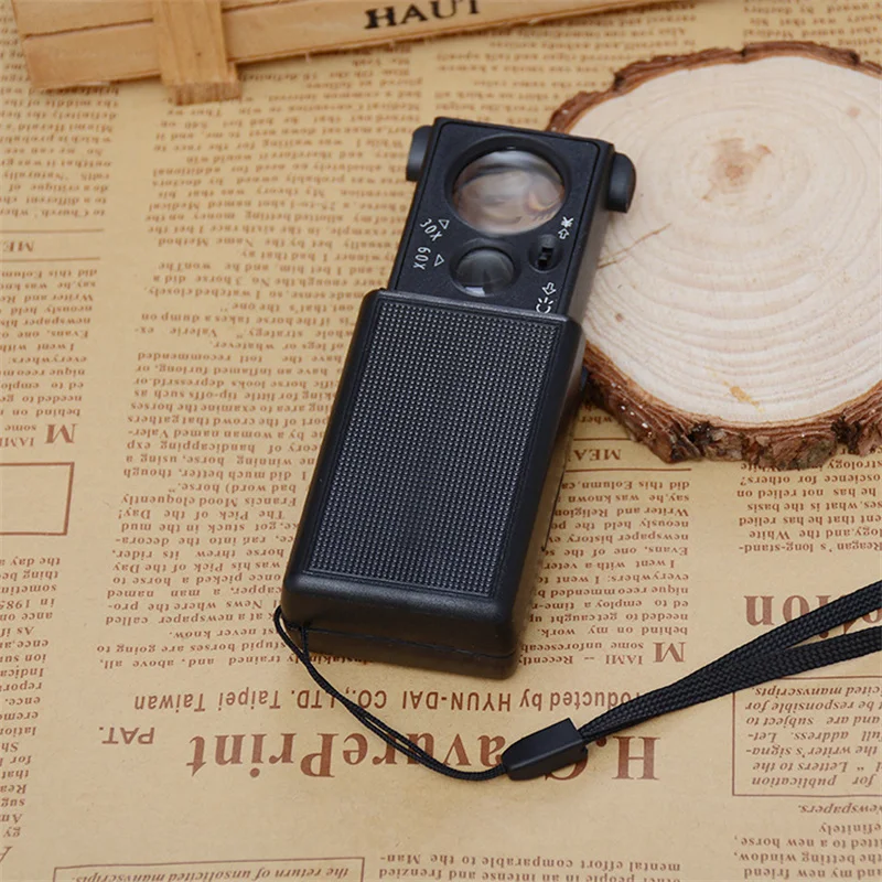 Jewelry Magnifier 30X 60X Pull-type Mini Pocket Hand Magnifying Glass Portable Microscope Loupe Optical Lens Tool LED Light jewelry magnifier jewelry magnifying glass magnifying glass
