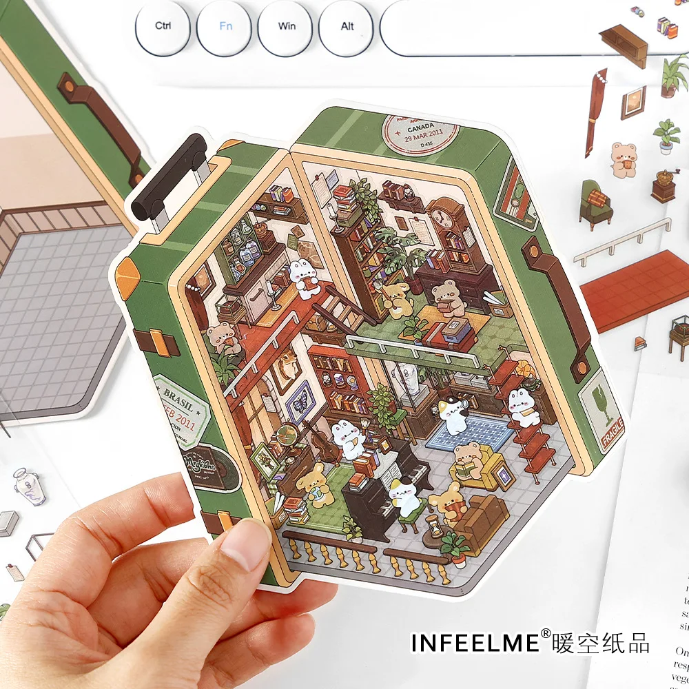 3D Cartoon Miniature Scene Landscaping Stickers Visual Stacking Three-dimensional Stickers Christmas Gift for Children