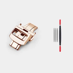 Elegant Butterfly Clasp Watch Buckle in Silver and Rose Gold for Silicone and Cowhide Straps (Rose gold)