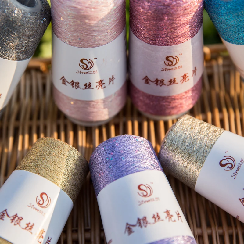 Lurex Sequined Companion Glitter Yarn Golden Thread for Knitting Crochet Metallic Thread for Crochet Knitting Freeshipping 4