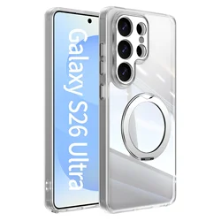 360° Rotating Magnetic Bracket Shockproof Phone Case with Clear Mount - Galaxy S26 (Transparent)