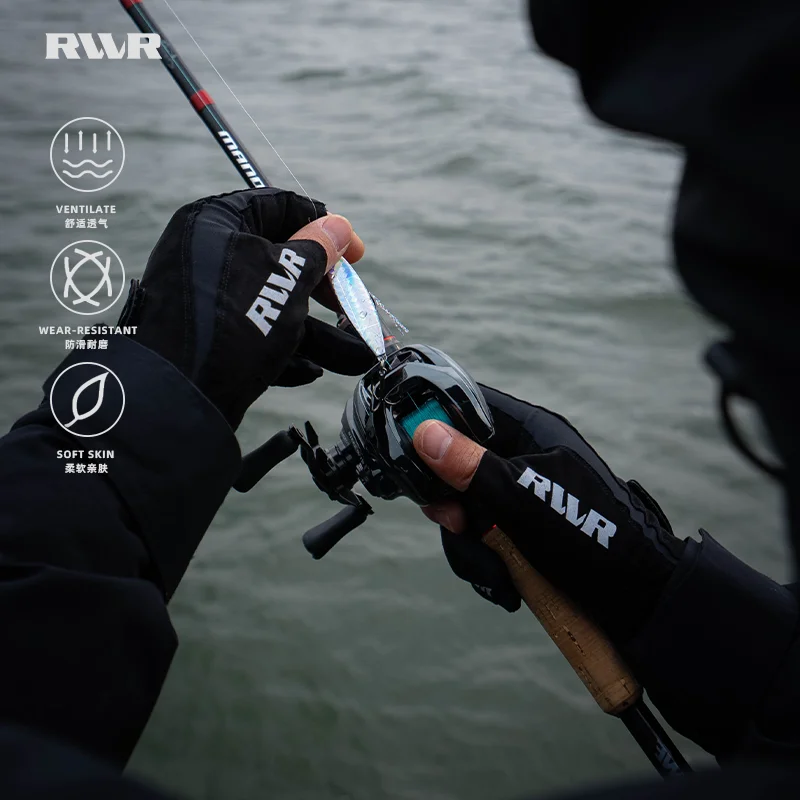 25NEW RVVR fishing gloves three fingers/five fingers Ice silk sunscreen, slip-proof, breathable, dedicated to lure fishing.