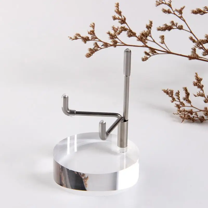 

Stainless Steel Crystal Display Stand With Acrylic Base Angle Adjustable Crystal Mineral Holder Jewelry Showing Stand For Method