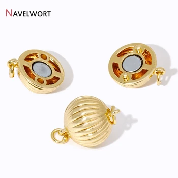 Cierres magnéticos fuertes de latón chapado en oro Real de 14K para fabricación de joyas, Conector de cierre magnético