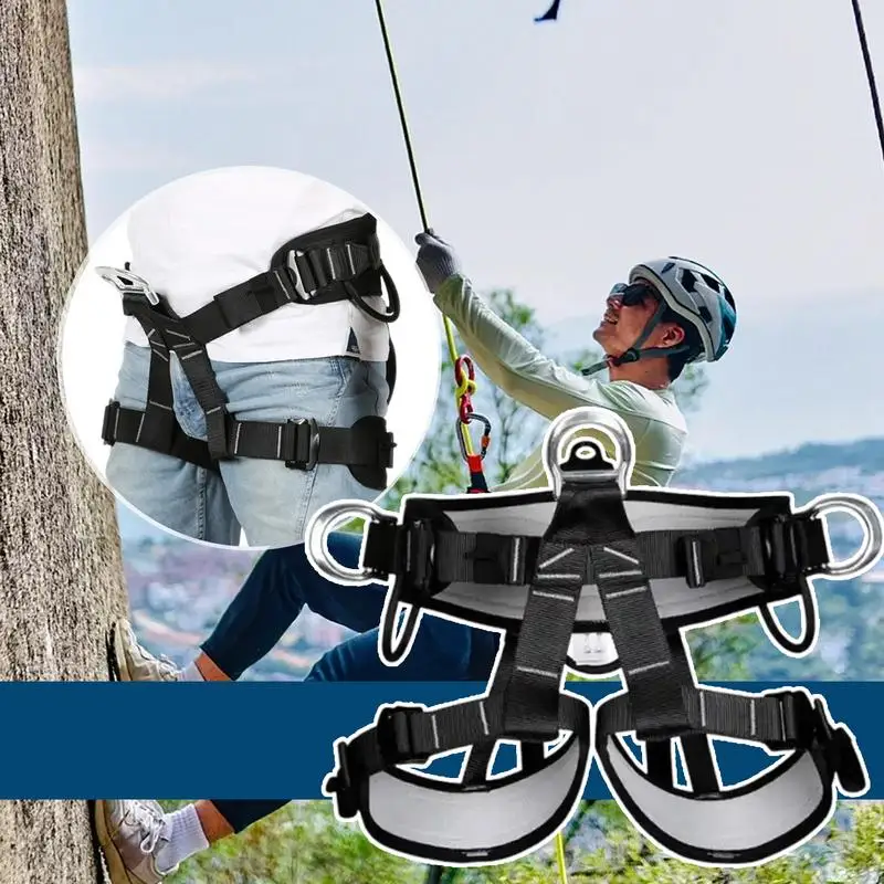 Rock Climbing Harness Men Adjustable Safety Belt Climbing Harness With Straps Thick Support Belts Straps Protect Waist Fire