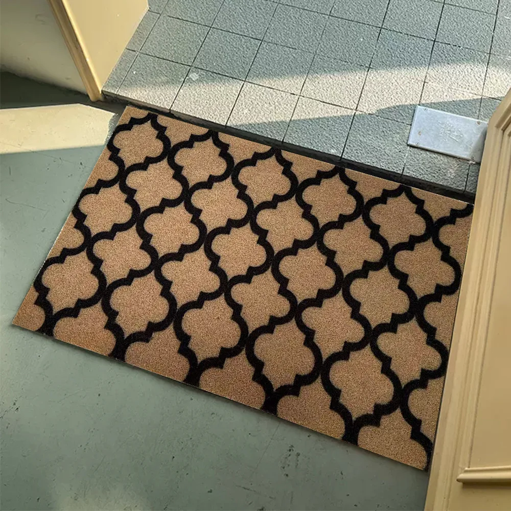 Imitation Coconut Palm Foot Mat Flannel Diamond Grid Shaped Entrance ...