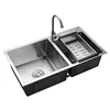 Stainless Steel Double Sink Wash Dishes With Drainer Deep Hidden Sink Bathroom Kitchen Accessories Household Items 5