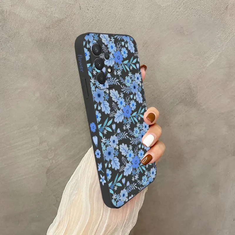 Elegant Blue Floral Silicone Phone Case - Chic and Durable Design