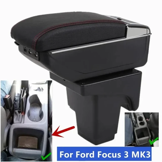 For Ford Focus 3 Central Armrest Storage Compartment USB Gray 20