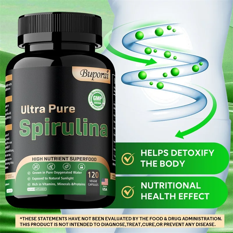 Organic Spirulina Detoxification Immune System Cardiovascular Antioxidant Improve Digestive Health