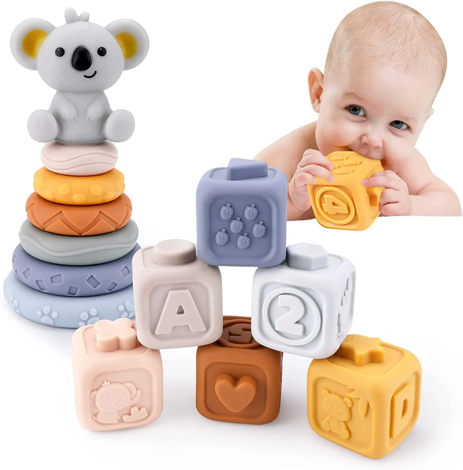 ToddlersMontessoriSensoryToysInfantBabyStackingandNestingSoft