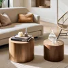 Nesting Coffee Table Set of 2, Modern Round Coffee Table with Non-Slip Feet, Walnut Wooden Circle Accent Tables for  Living Room 5