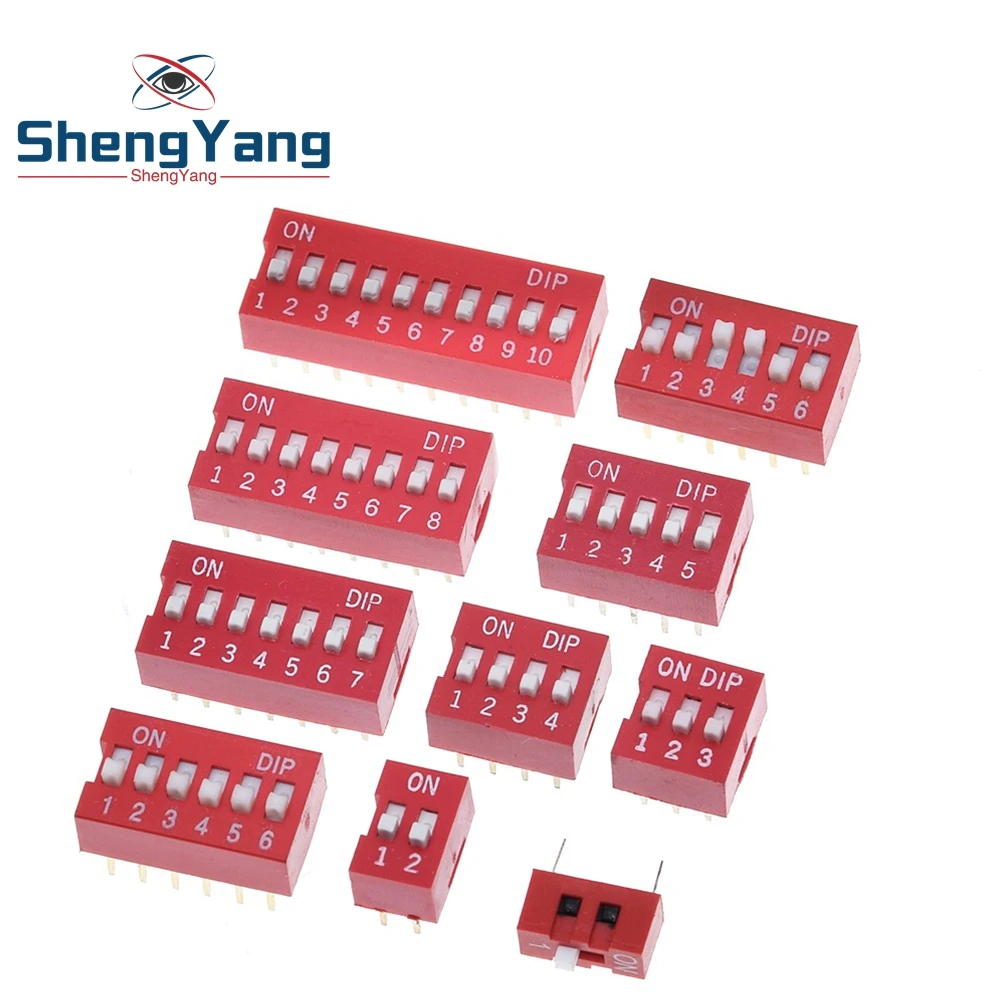 10 stücke Rutsche Typ Schalter Modul 1 2 3 4 5 6 7 8 10PIN 2,54mm Position Weg DIP red Pitch Kippschalter Rot Snap Schalter Zifferblatt Schalter