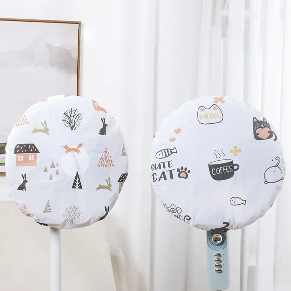 Reusable Fan Dust Protective Cover Round Head Waterproof Electric Fan Cover Washable Cartoon Pattern Printing