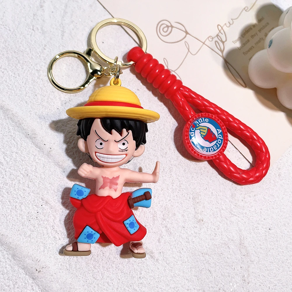 new One Piece Keychains Anime Monkey D. Luffy Tony Chopper Roronoa Zoro  Cartoon Character Keyrings Bulk Keyring Doll Bag Pendent