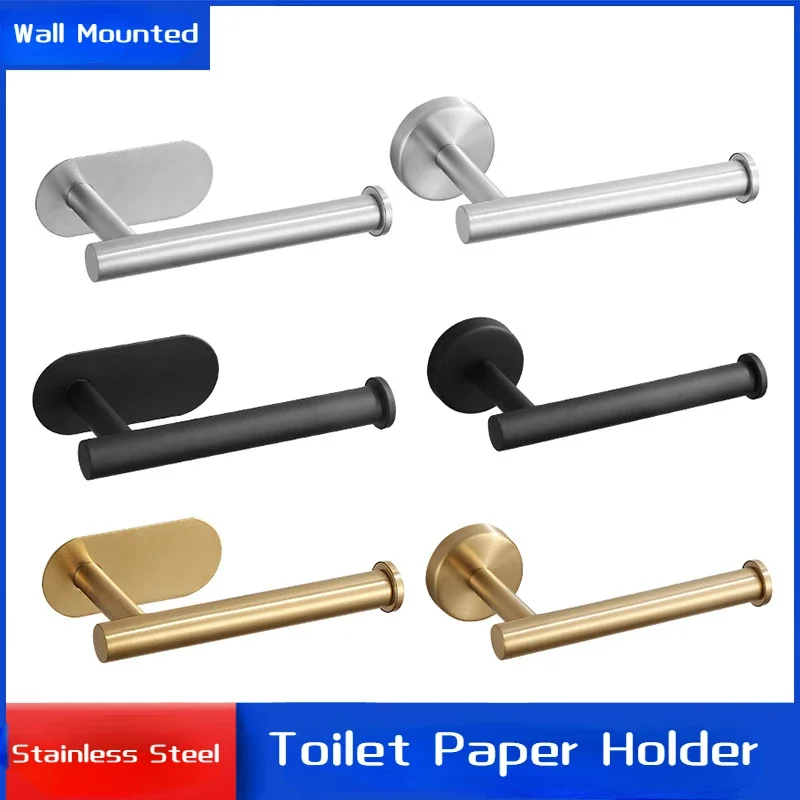 Paper Towel Holder Paper Towel Rack Kitchen Bathroom Roll Paper Rack Storage Hook Stainless Steel No Punching