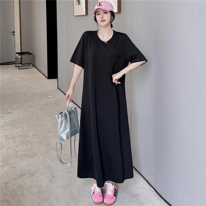 

Свободное шикарное летнее платье-футболка с коротким рукавом в японском Корейском стиле для девушек, модное женское повседневное длинное платье, женское платье для работы