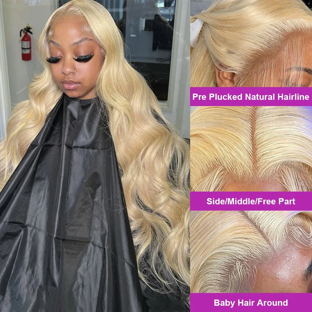 613 Body Wave Honigblonde Perücke, 200 Dichte, Remy-Haar, 13x6 HD Transparente Lace-Frontal-Perücke, 46 Zoll, vorgezupftes Echthaar für Damen – Detail 3