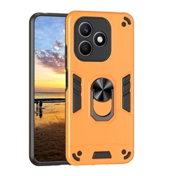 Carbon Fiber Pattern Fold Stand Case with 360° Ring Bracket and Anti - Shock Back Cover for HONOR X8D (Orange)