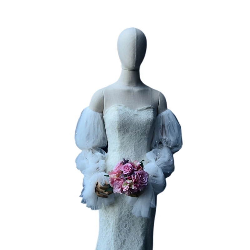 

New Wedding Detachable Lace Sleeves White Removable Handmade Bride Arm Sleeves Cover